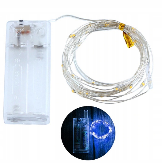 

Lampki Na Druciku 20 Led Diody Niebieskie +baterie