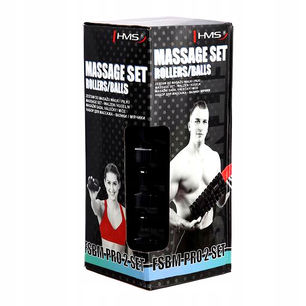 ZESTAW EPP ROLLER PIŁKA DOUBLE DO MASAŻU CZARNY Kolor czerwony