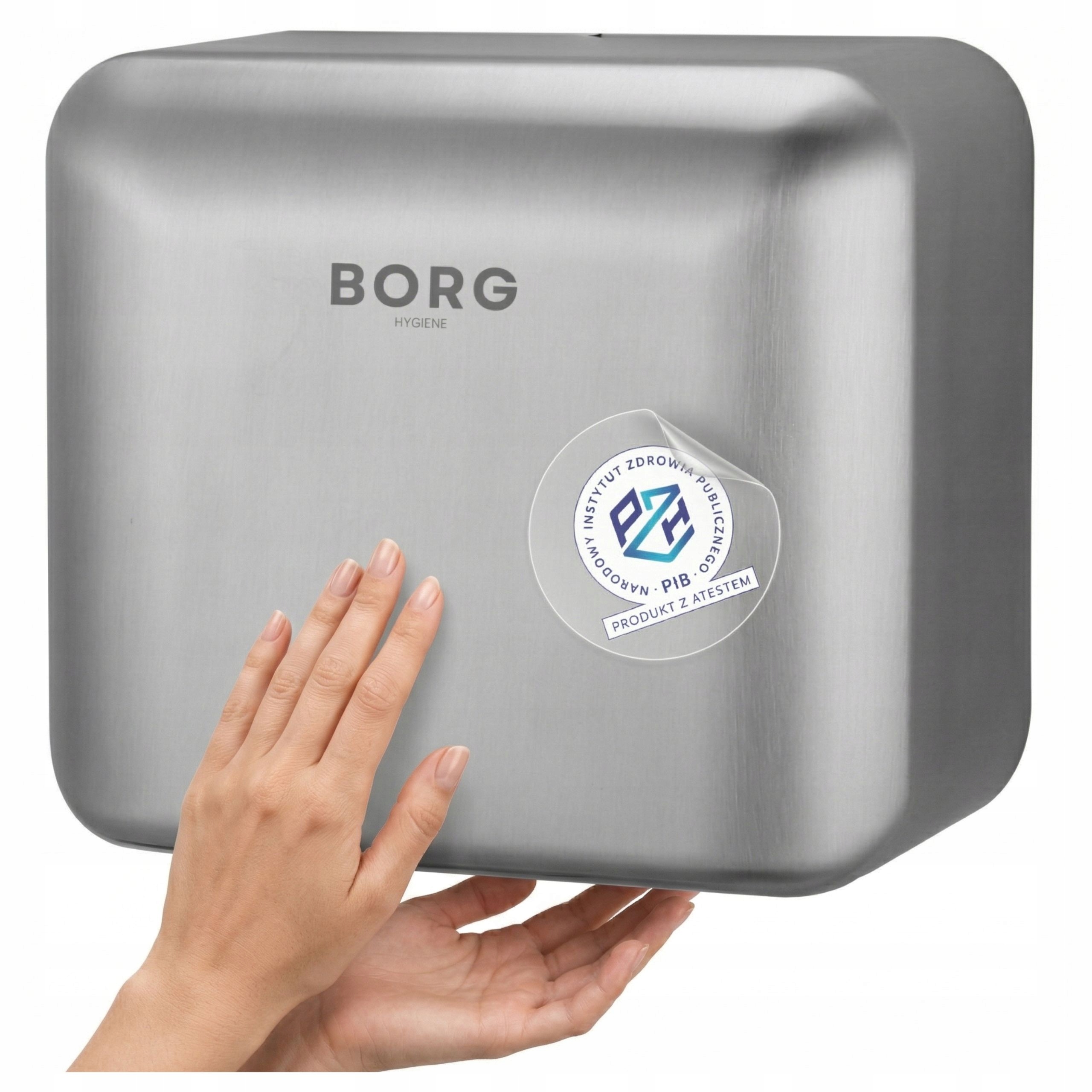 Sušička rúk Silná oceľová Borg Solano 2300W Strieborná matná Sušenie 15 sekúnd