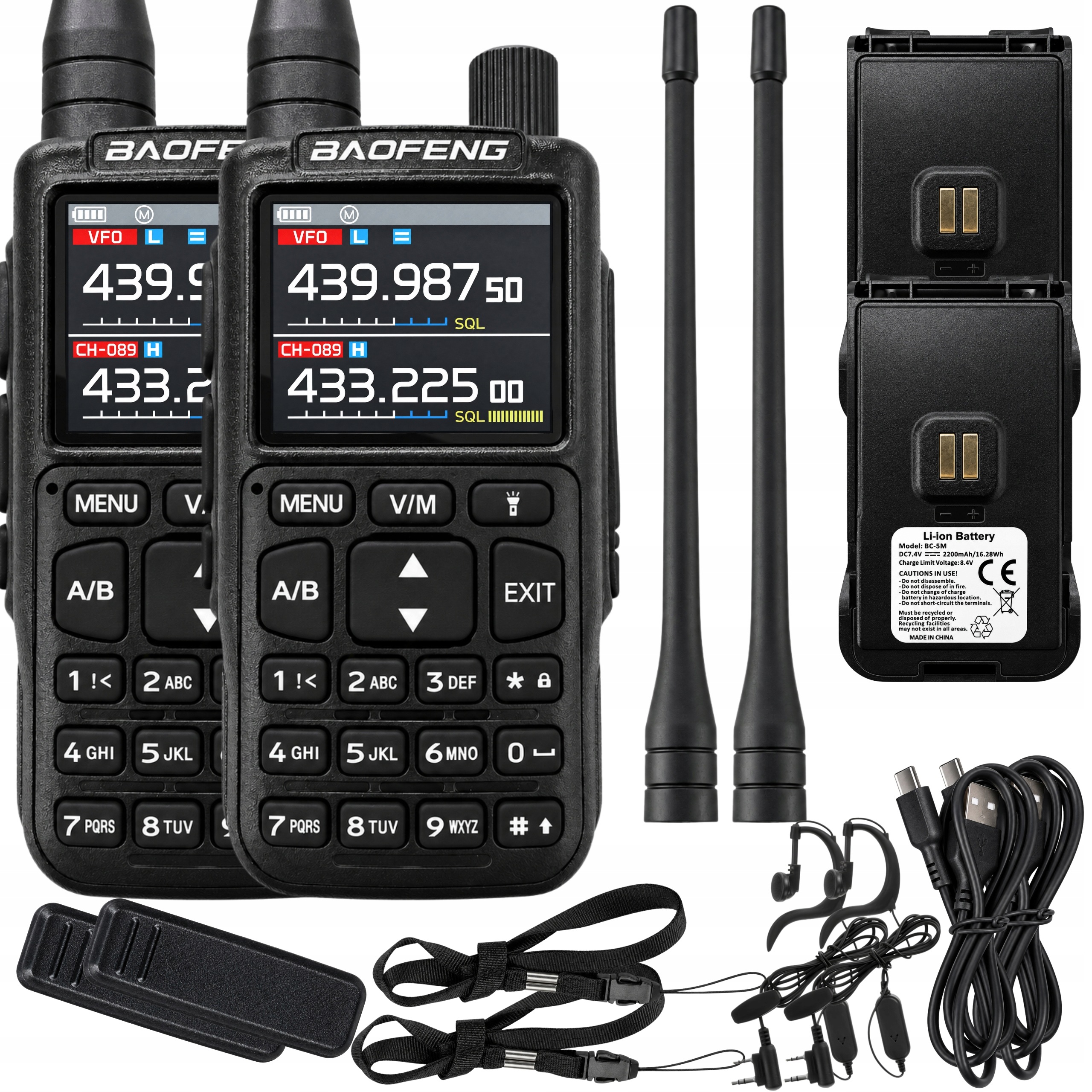 Vysílačka radiotelefon Baofeng Eu UV-5R Mini V2 Vhf Uhf Letecké Pásmo