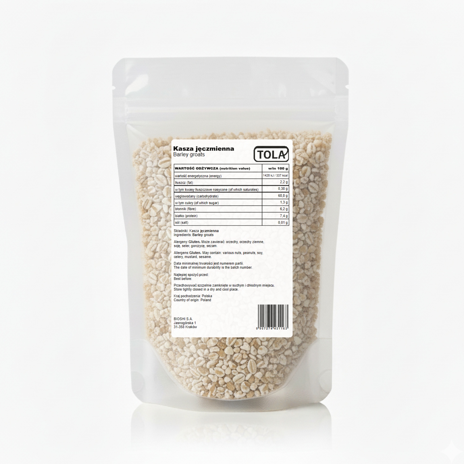 Ječná kaše 25 kg – přírodní, vysoká kvalita Tola