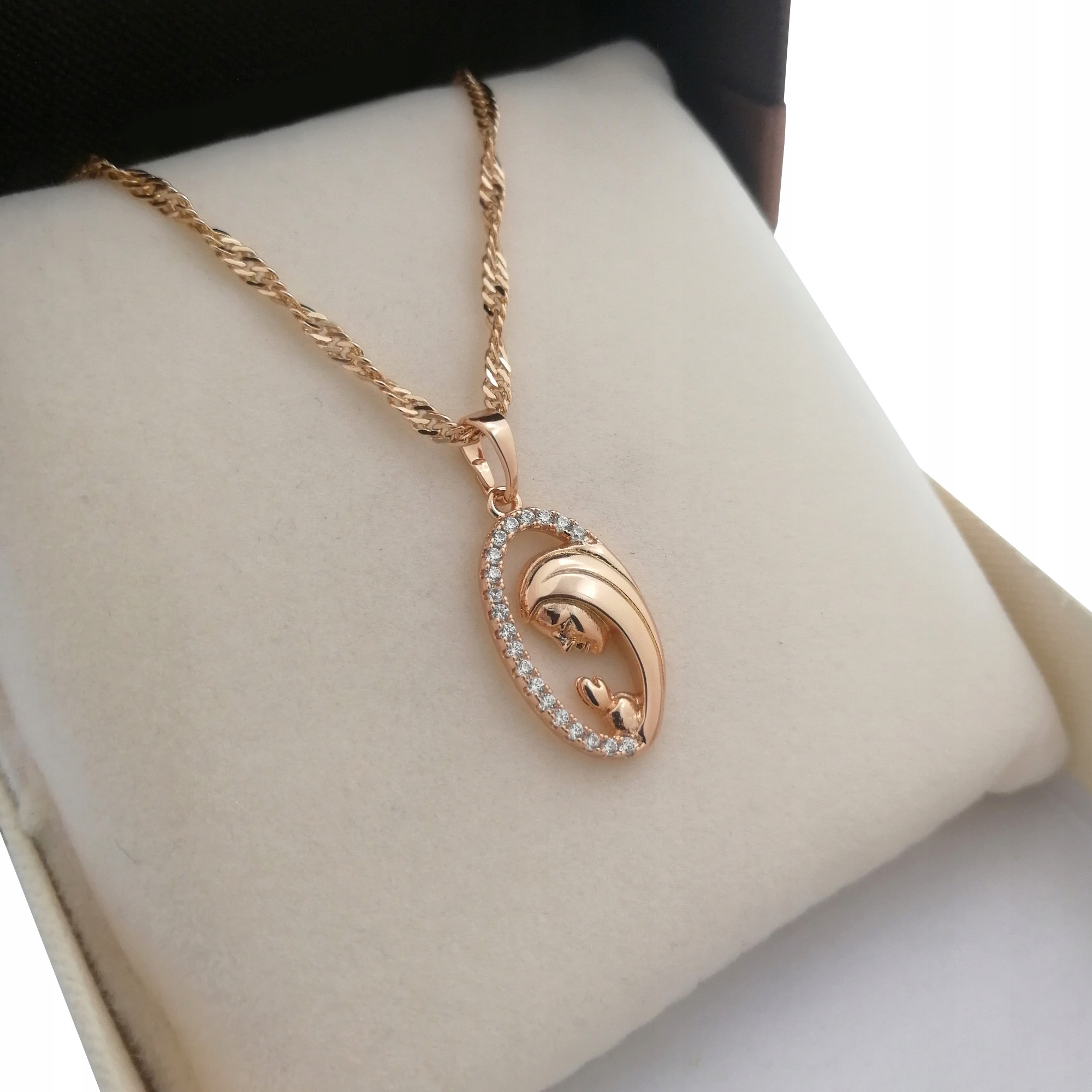 ZŁOTY ŁAŃCUSZEK SINGAPUR+MEDALIK MATKA BOSKA 18K Szerokość 2 mm