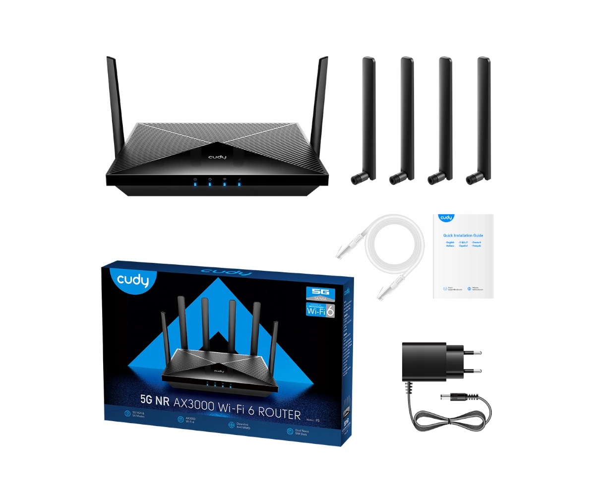 CUDY P5 5G AX3000 Router WiFi 6 Dual Sim 4x4 Mimo Anteny Vpn Cloudfare — miniatura 12