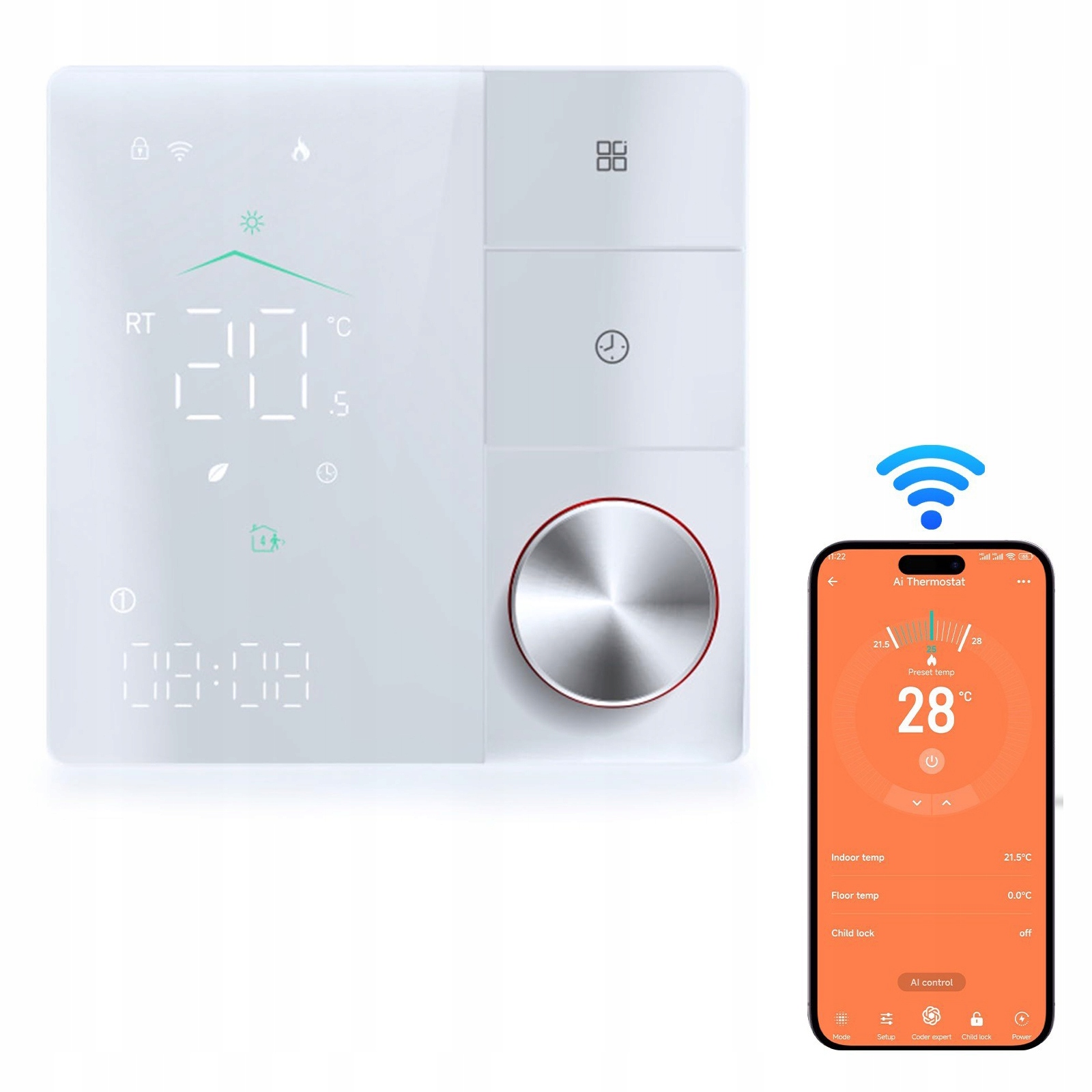 Tuya termostat WiFi Matter LCD vodní podlahové topení bílý 5A