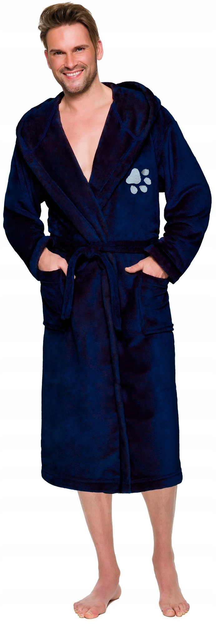 ŁAPKA CIEPŁY DŁUGI SZLAFROK MĘSKI Z KAPTUREM XXXL Rozmiar 3XL