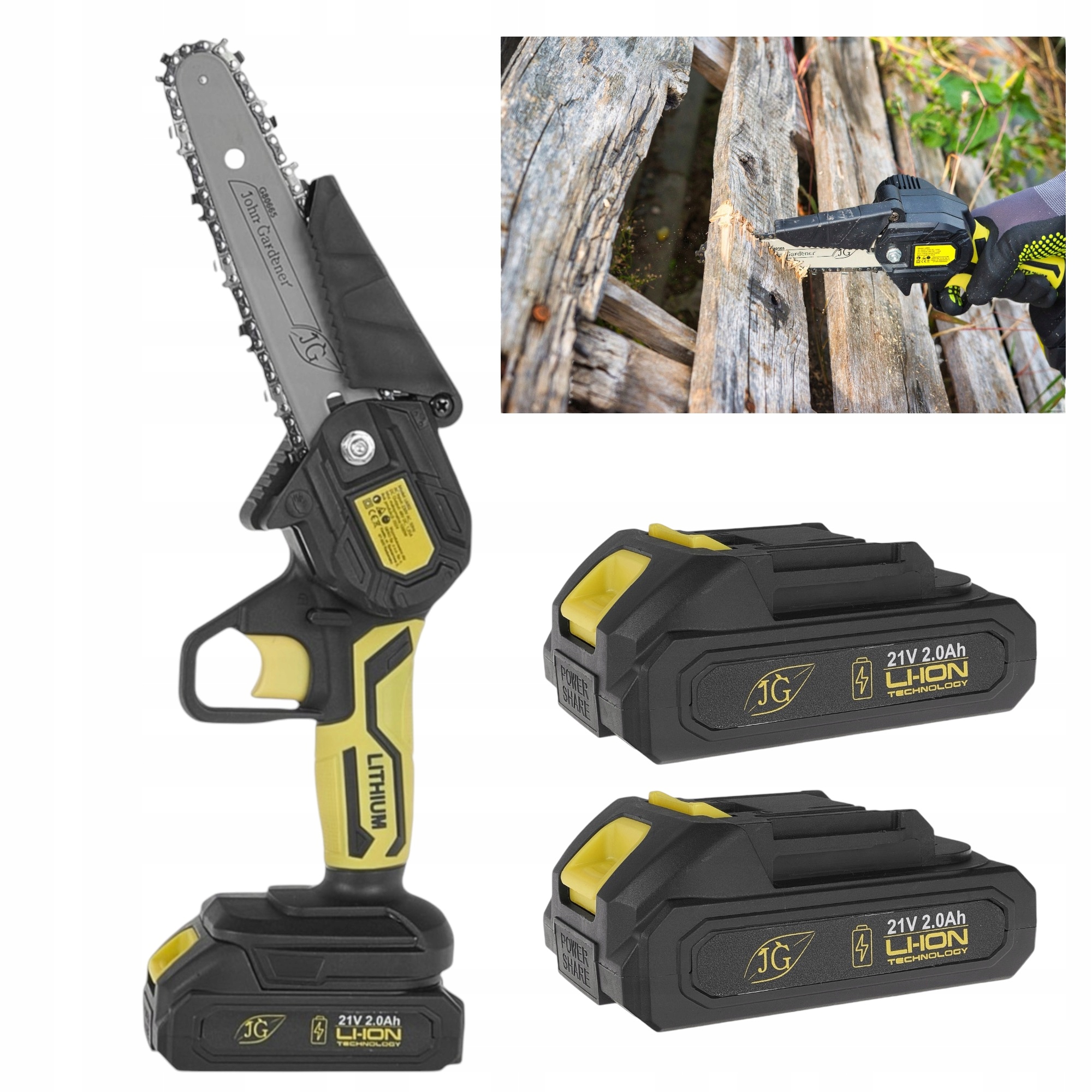 Aku Řetězová Pila 6" Ruční větvová pila 2x Aku G80665