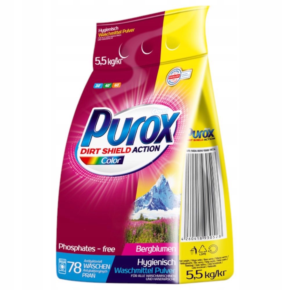 Levně Prášek Na Praní Barevných Tkanin Purox Barva Velký Sáček Clovin 5,5 Kg