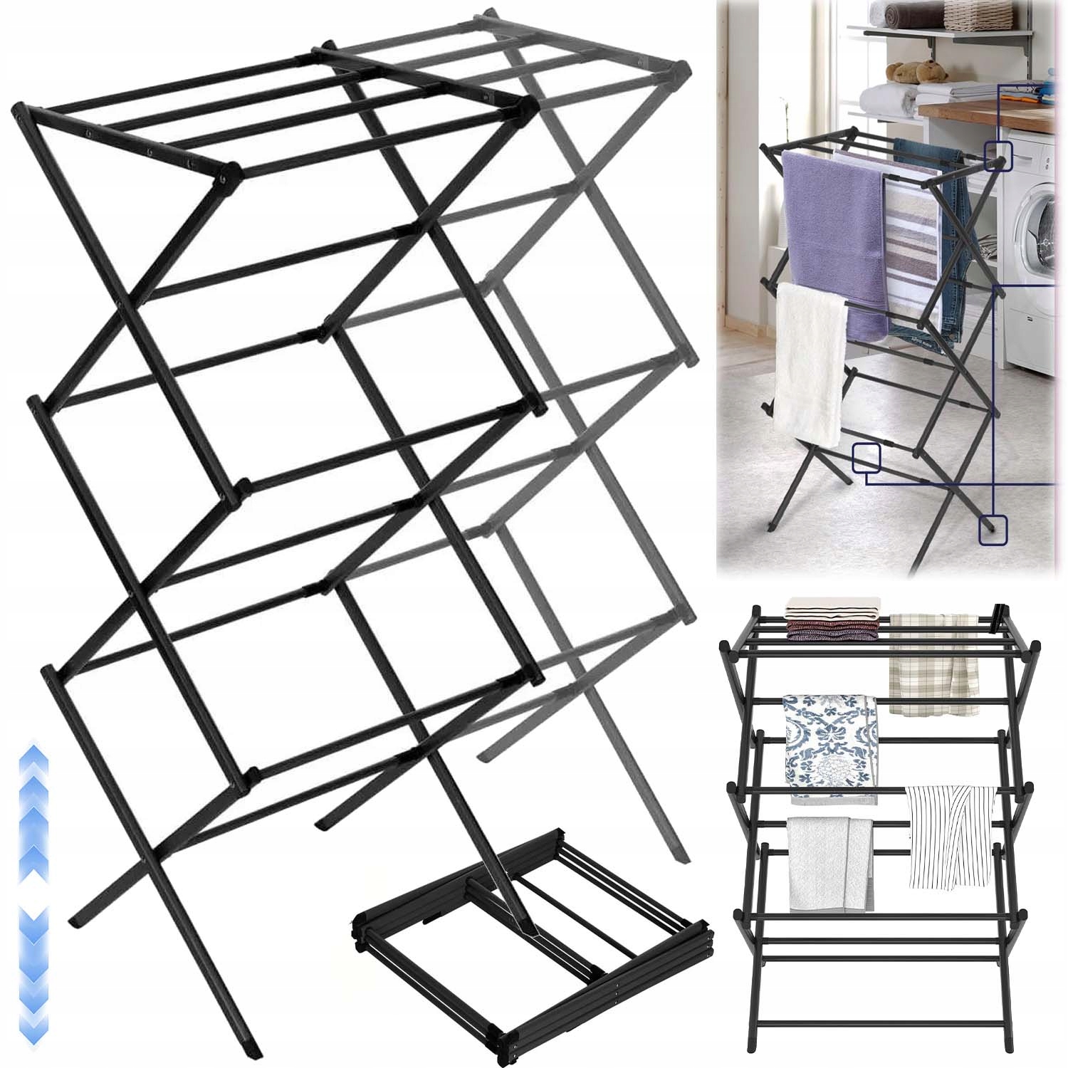 Levně Sušák Na Prádlo Stojící Vertikální Skládací Balkonová 6 Pater