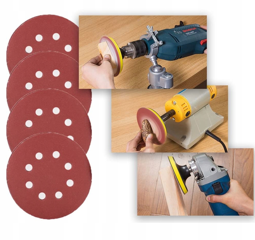 50x KRĄŻKI ŚCIERNE PAPIER ŚCIERNY SAMOPRZYLEPNE NA RZEP Z OTWORAMI 125 P60 Marka Geko