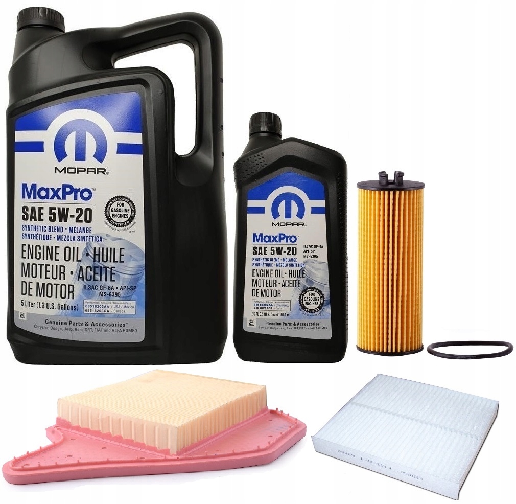 MOPAR 5W20 6L + ZESTAW FILTRÓW TOWN COUNTRY 3,6