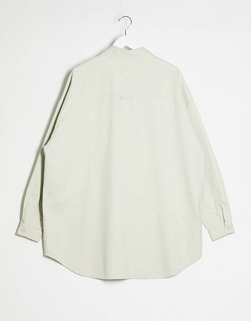 TALL KOSZULA JEANSOWA DAMSKA ZIELONA 34 1DPK Dekolt kołnierzyk