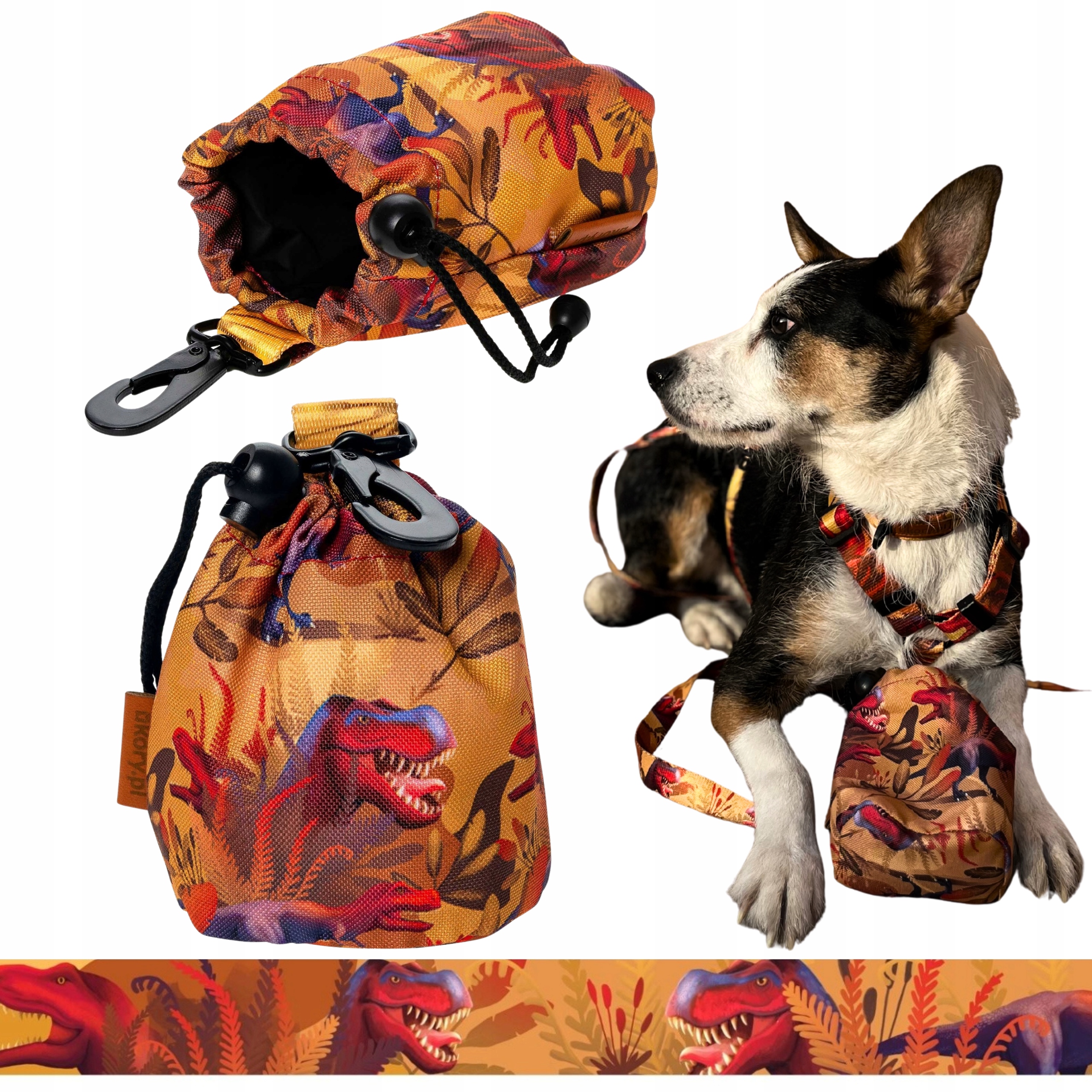 Levně Procházková tréninková taška na pamlsky pro psy Ukory dinosaurus