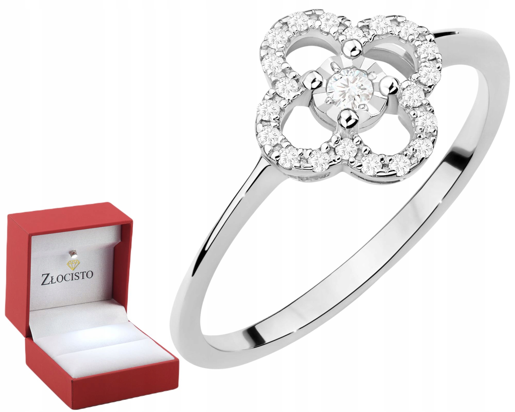 Bílé Zlato Zlatý Prstýnek Diamanty Gravírování Bonus 585 Dárek