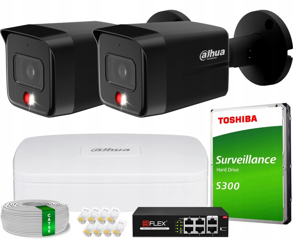 Sada na monitorovanie domácej Ip kamery 2x IPC-HFW1639TC-A-IL-0280B-S6 Black