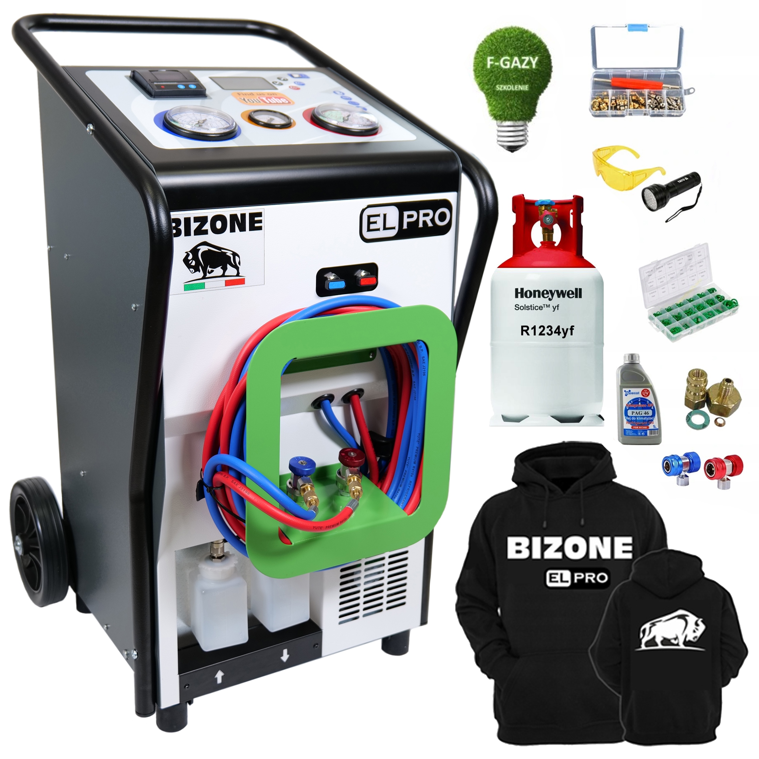 Stacja Klimatyzacji BIZONE+CZYNNIK R1234yf+ F-GAZY ELPRO NEW