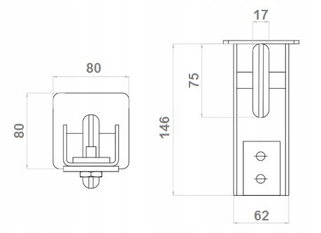 SET OF SELF-ALIGNING GATE TROLLEYS 80x80 ROLLERS SLIDING GATE TROLLEYS Type for sliding gates