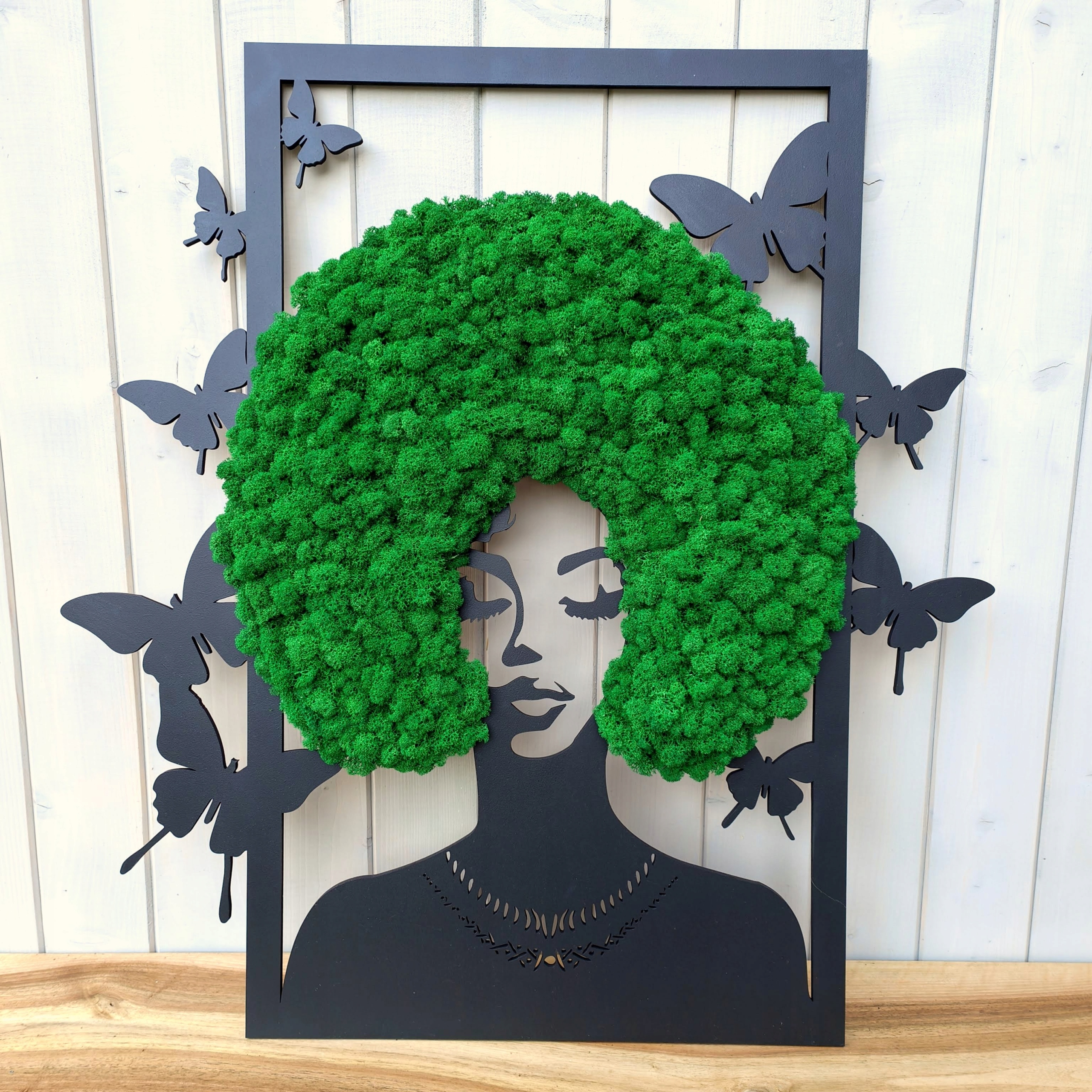 Obraz z mchem chrobotkiem KOBIETA 50cm afro włosy z mchu mech chrobotek Rodzaj mech chrobotek