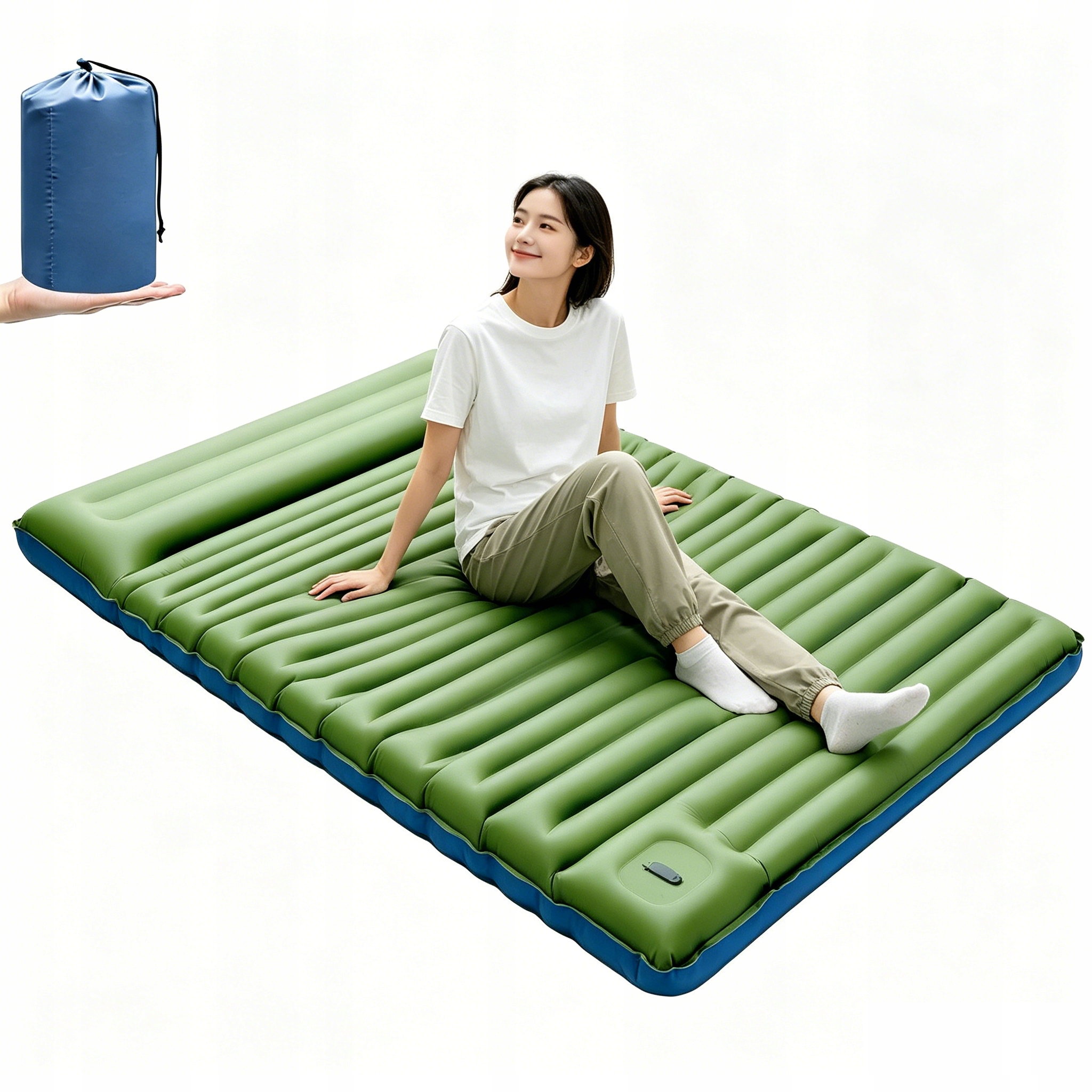 Matrace Nafukovací Dvoulůžková Skládací Pumpa Obal 193x135 cm