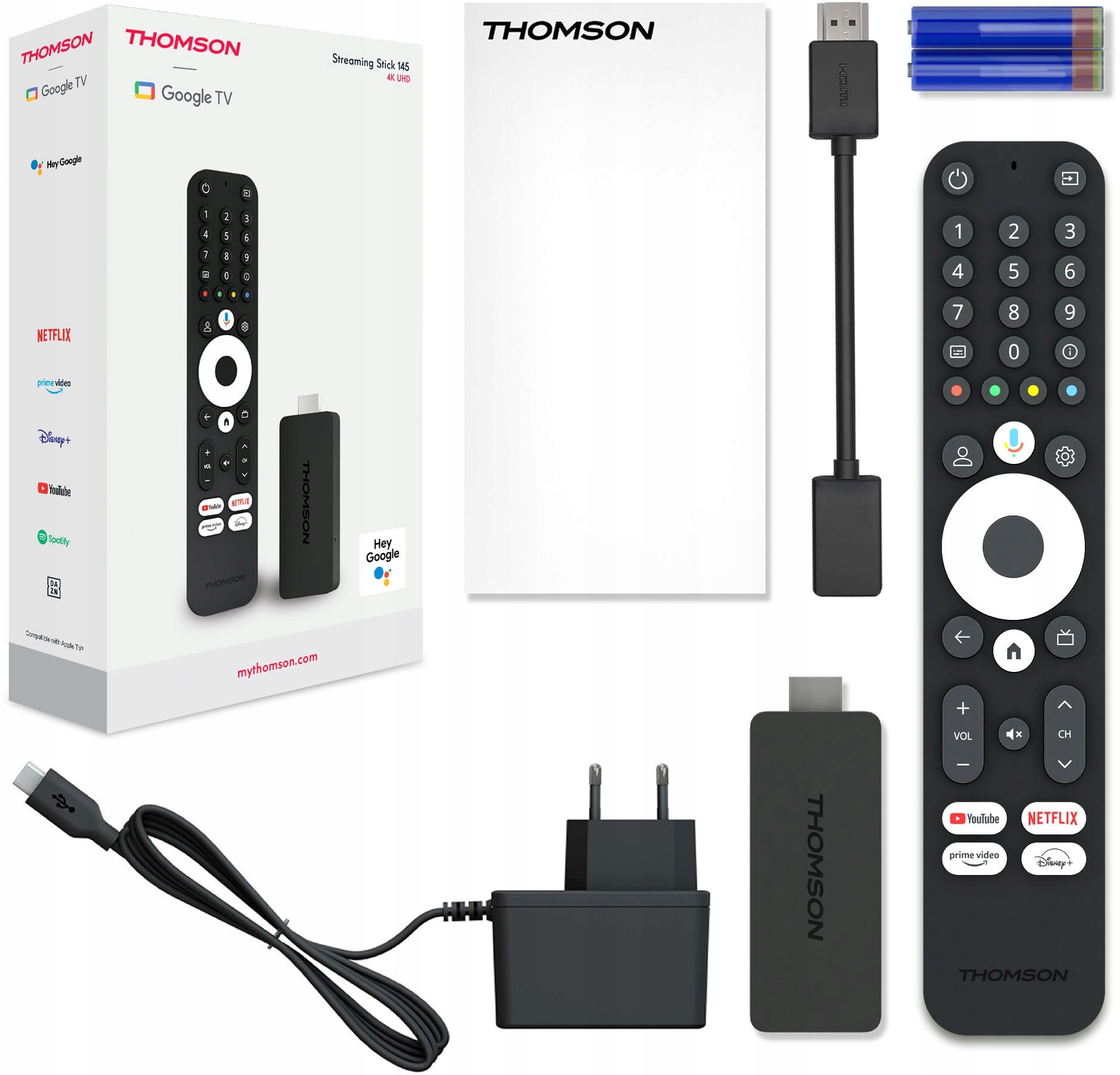 Thomson Streaming Stick with Google Tv 145 4K Black