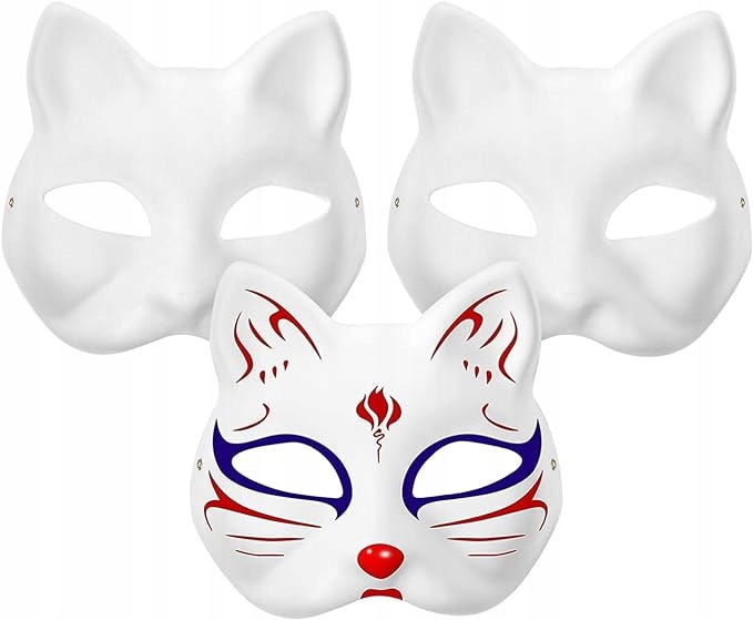 MASKA KOTA MASKI DZIECIĘCE DO MALOWANIA Z MIESZANY ZWIERZĄT 3 SZT