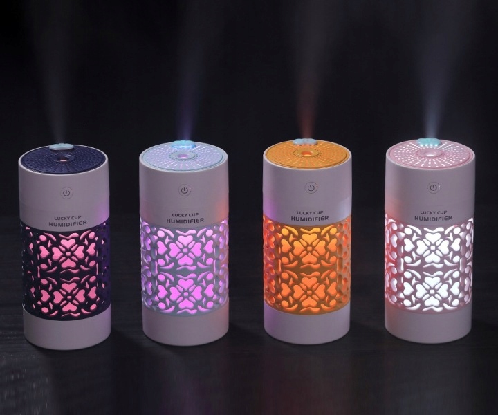 NAWILŻACZ POWIETRZA DYFUZOR LAMPKA LED WIATRAK USB Waga produktu z opakowaniem jednostkowym 0.2 kg