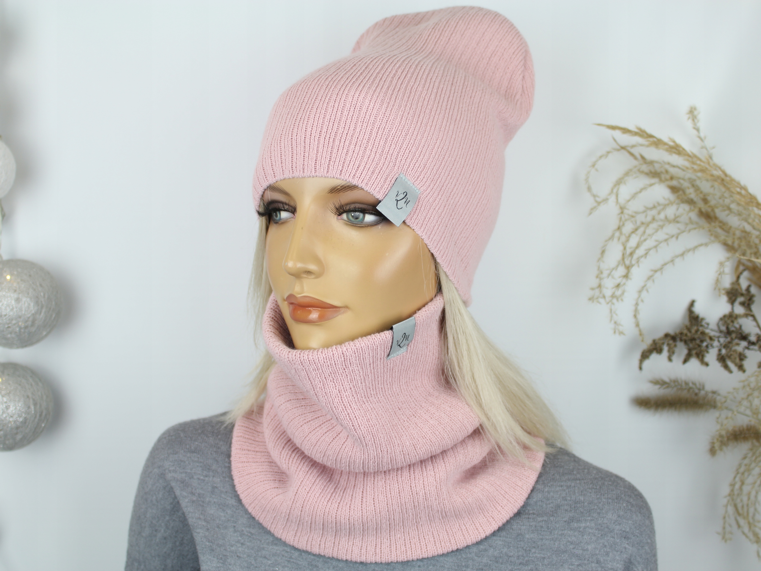 KOMPLET DAMSKI CZAPKA DAMSKA + KOMIN SZALIK CHUSTA Rozmiar uniwersalny