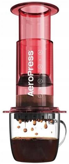 AeroPress Clear Red Kávovar červený 250 ml