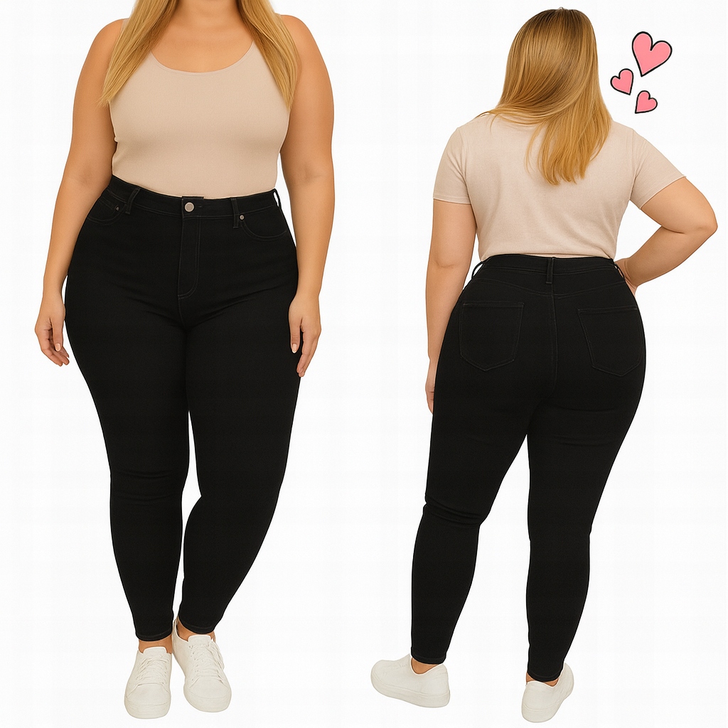 Czarne Spodnie G-Smack plus size jeans mięciutkie wysoki stan 54 56 7XL