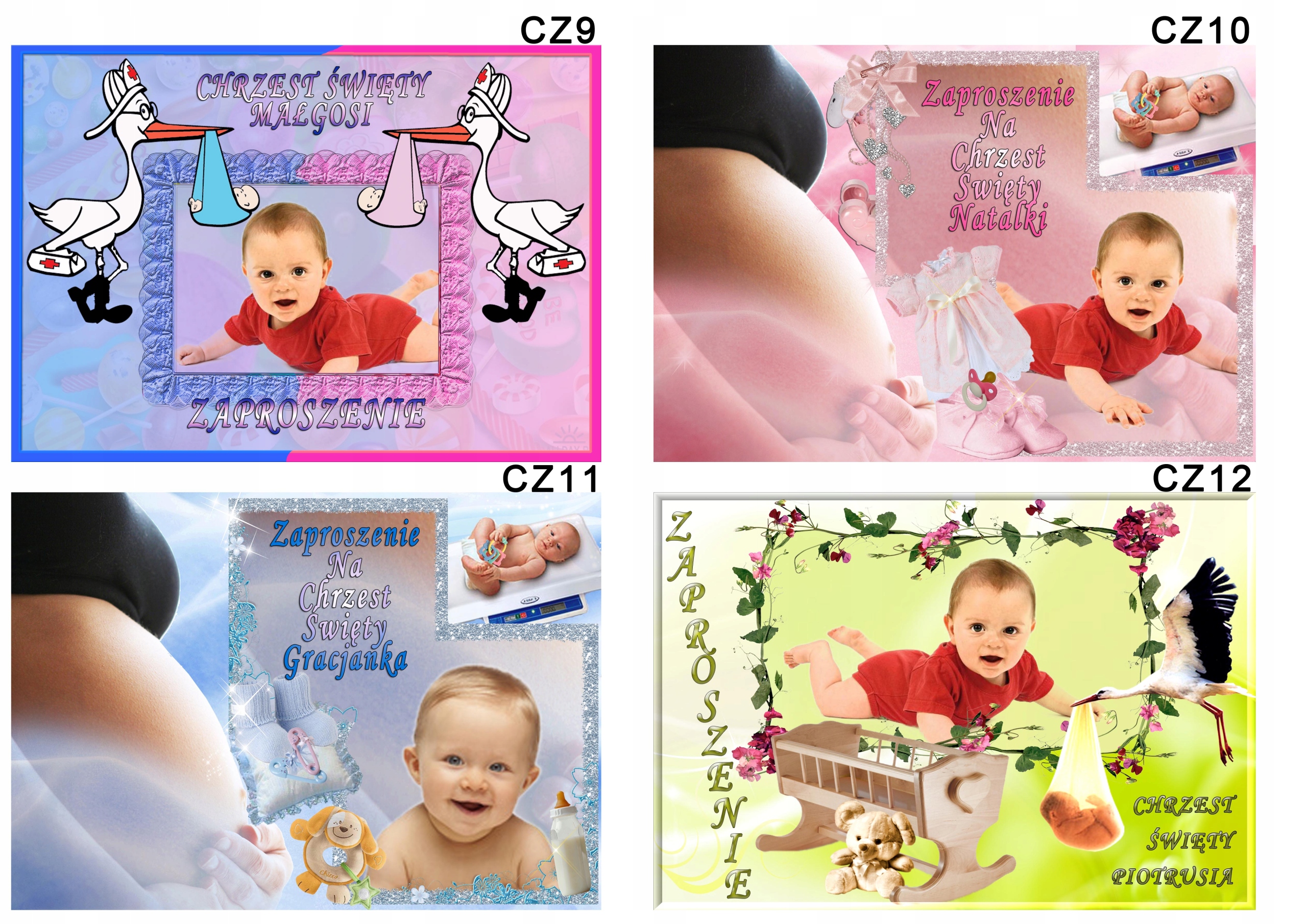 Zaproszenia na chrzest ze zdjęciem Wysokość produktu 10 cm