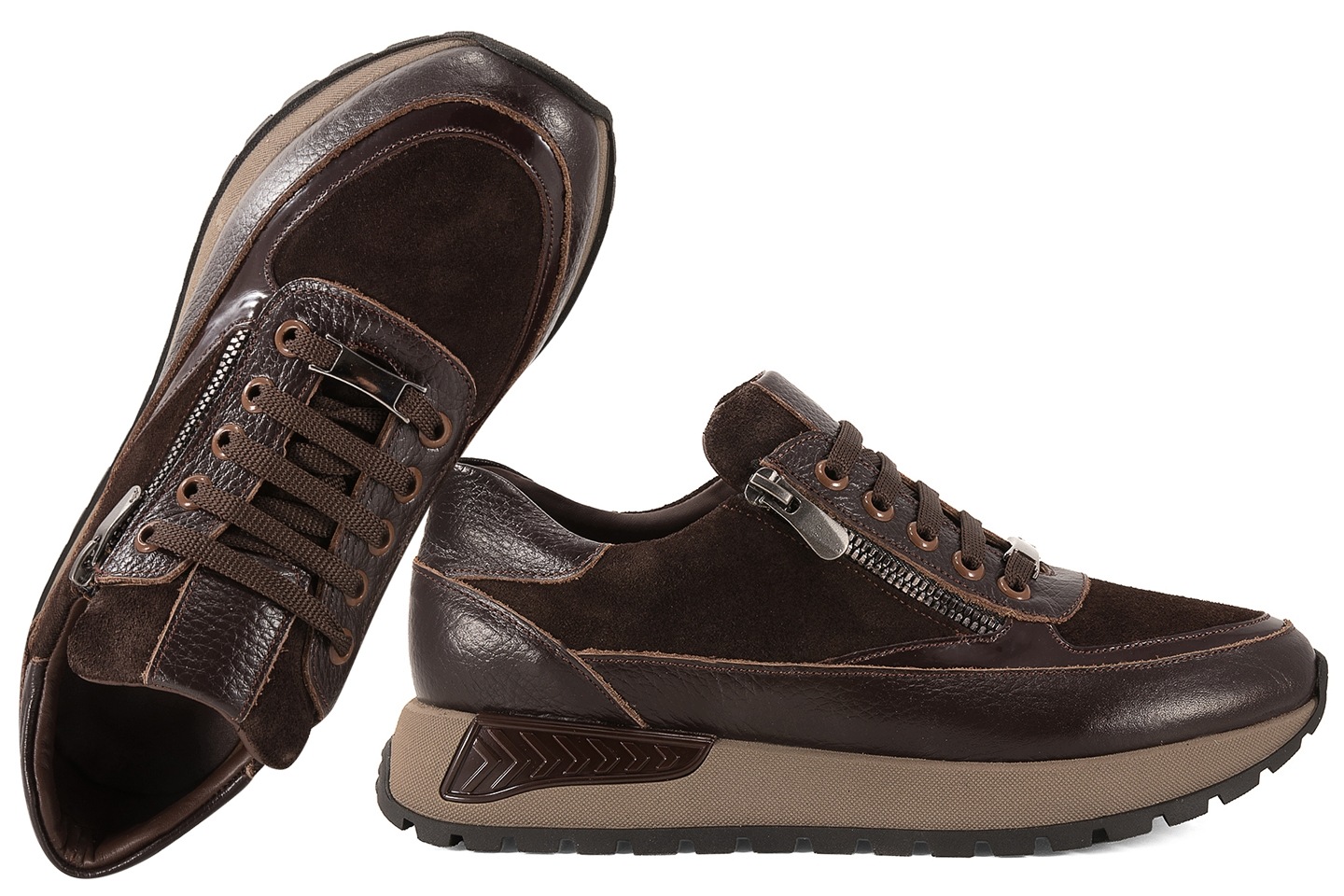 Verano 097.EM3117 Kožené Tenisky Dámské Polobotky Casual hnědá Hnědá 38