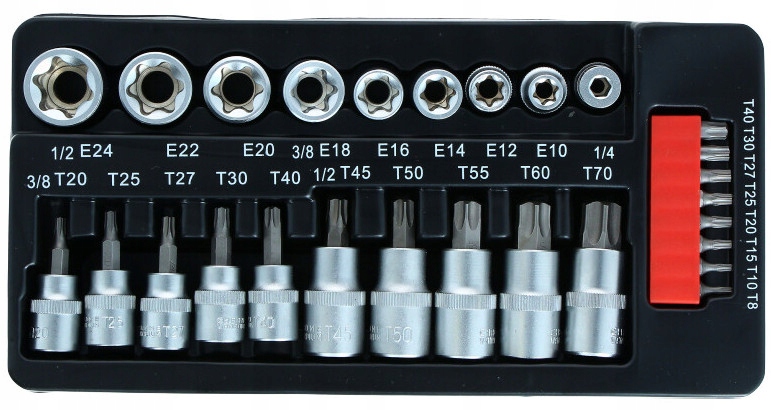 ZESTAW KLUCZY BITÓW NASADOWYCH GWIAZDKOWYCH 27-EL Marka inna