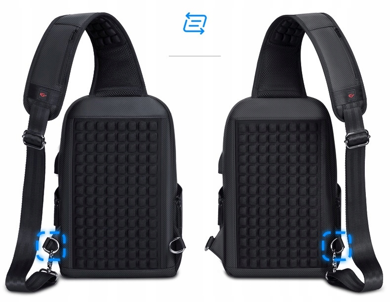 PLECAK MIEJSKI NA JEDNO RAMIĘ NERKA USB WATERPROOF Zapięcie zamek