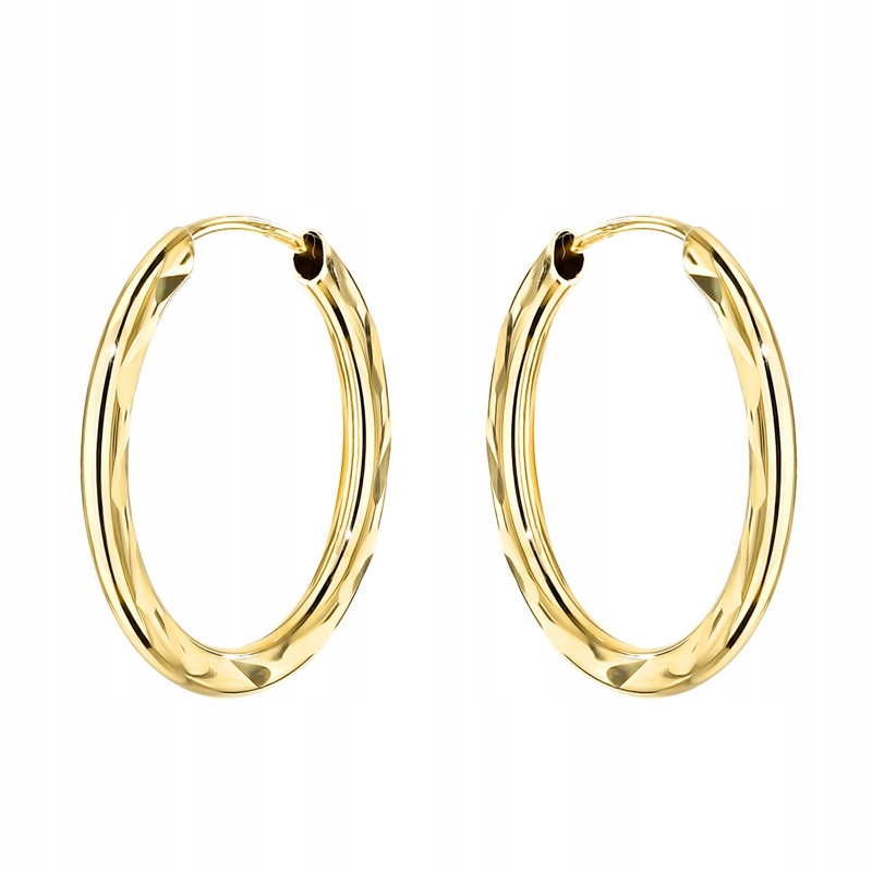 Zlaté Náušnice Dámské pr. 585 Diamantová kolečka Kolečka 15mm 14k