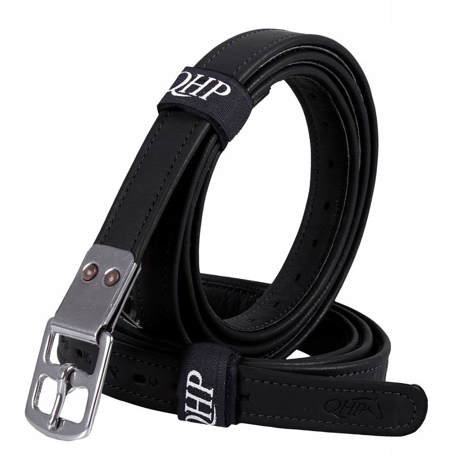 Puśliska skórzane ultra mocne wzmacniane okuciami – Qhp czarne 120cm