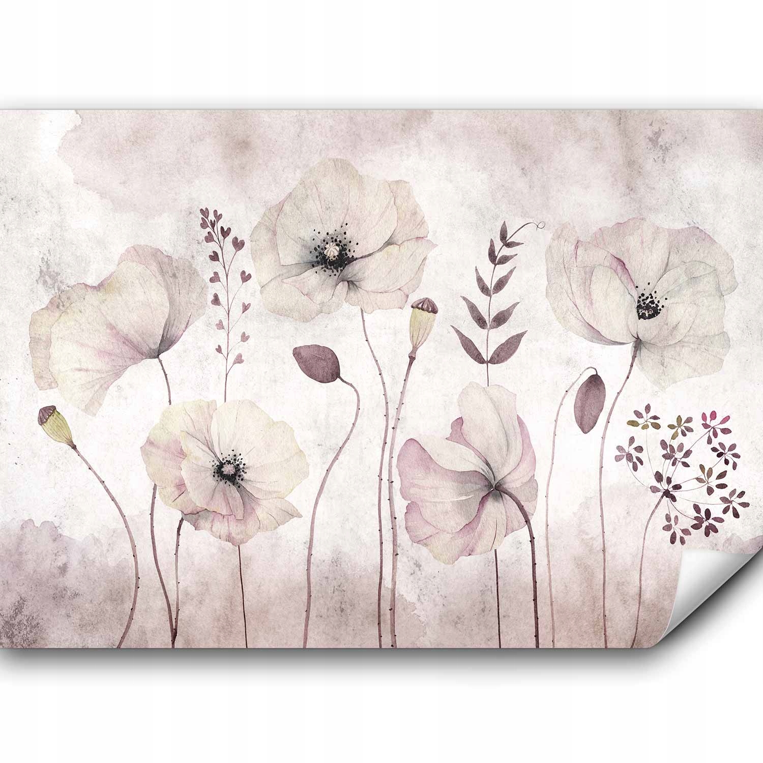 Fototapeta Samoprzylepna Kwiaty Maki Łąka Natura Beż Boho Tapeta 3D 343x256