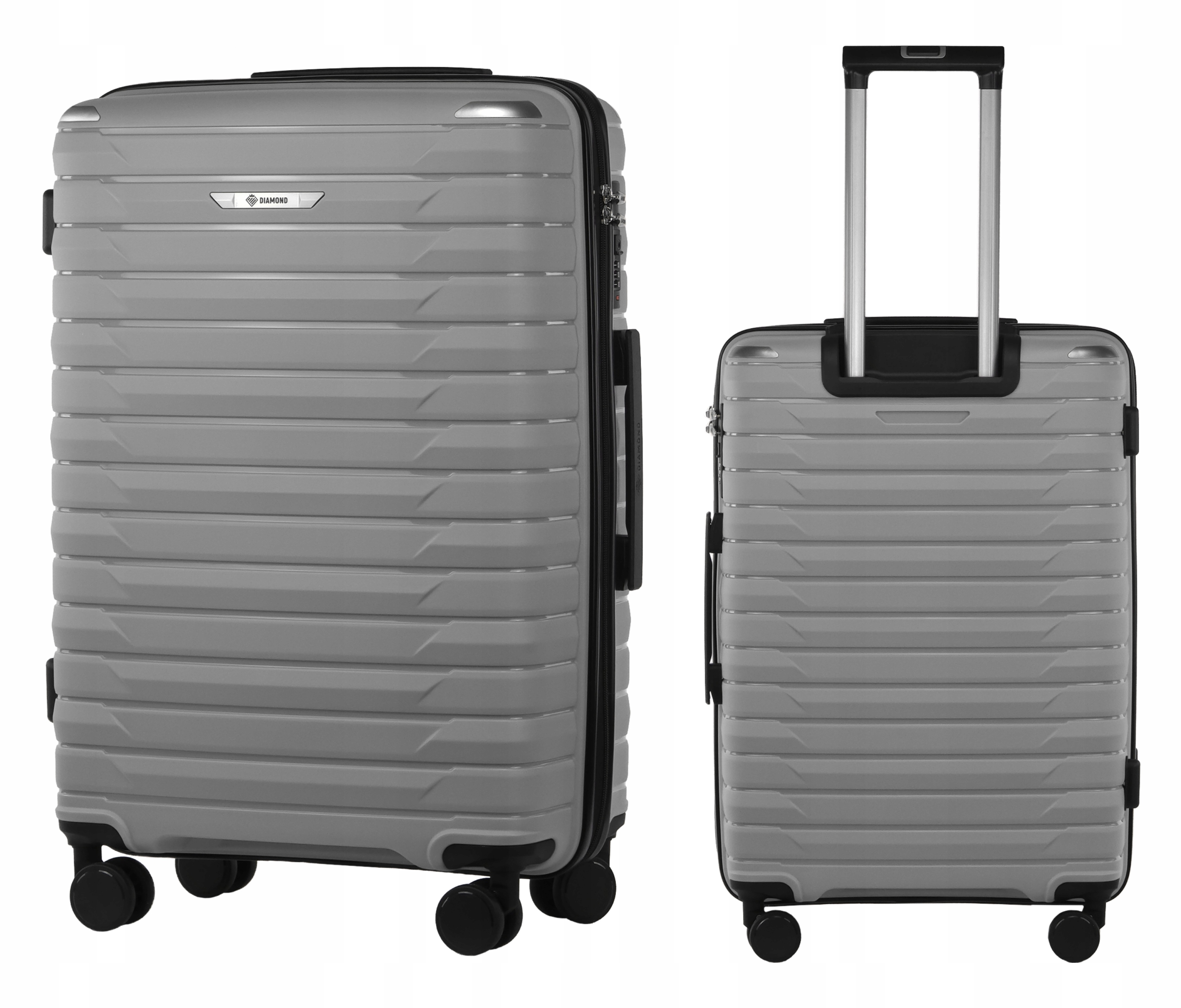 Střední Cestovní Kufr Z Polypropylenu, Zavazadlo Diamond, Stříbrná Barva, Velikost 24", P420