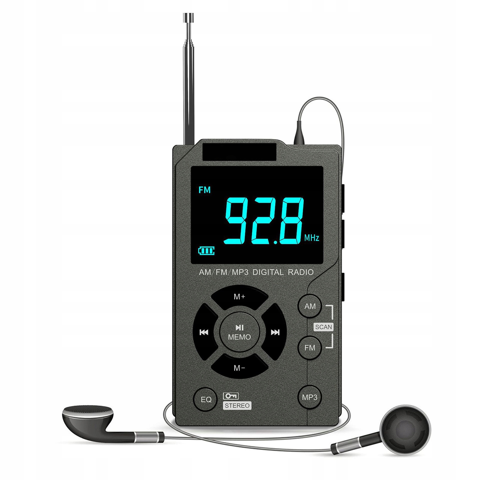 SZARNY MINI PRZENOŚNE RADIO FM OBSŁUGIWANY RĘCZNIE Marka inna