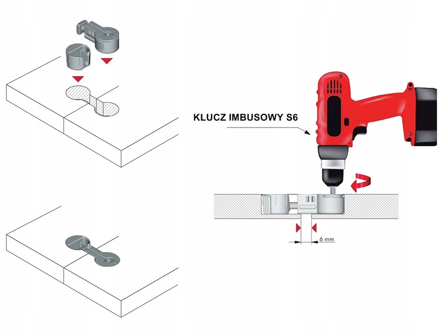 WŁOSKIE ZŁĄCZE DO BLATU BLATÓW QUICK Fi 35mm L-64 Marka Italiana Ferramenta