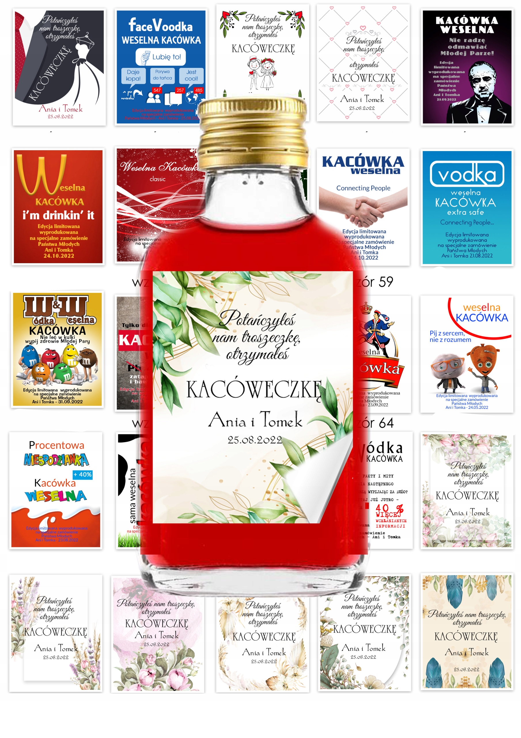 

Naklejki na piersiówki 100ml Wesele podziękowanie