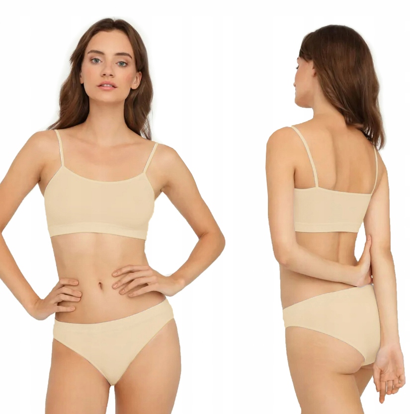 GATTA BEZSZWOWY TOP KOSZULKA NA CIĘKICH RAMIĄCZKACH NATURAL XL