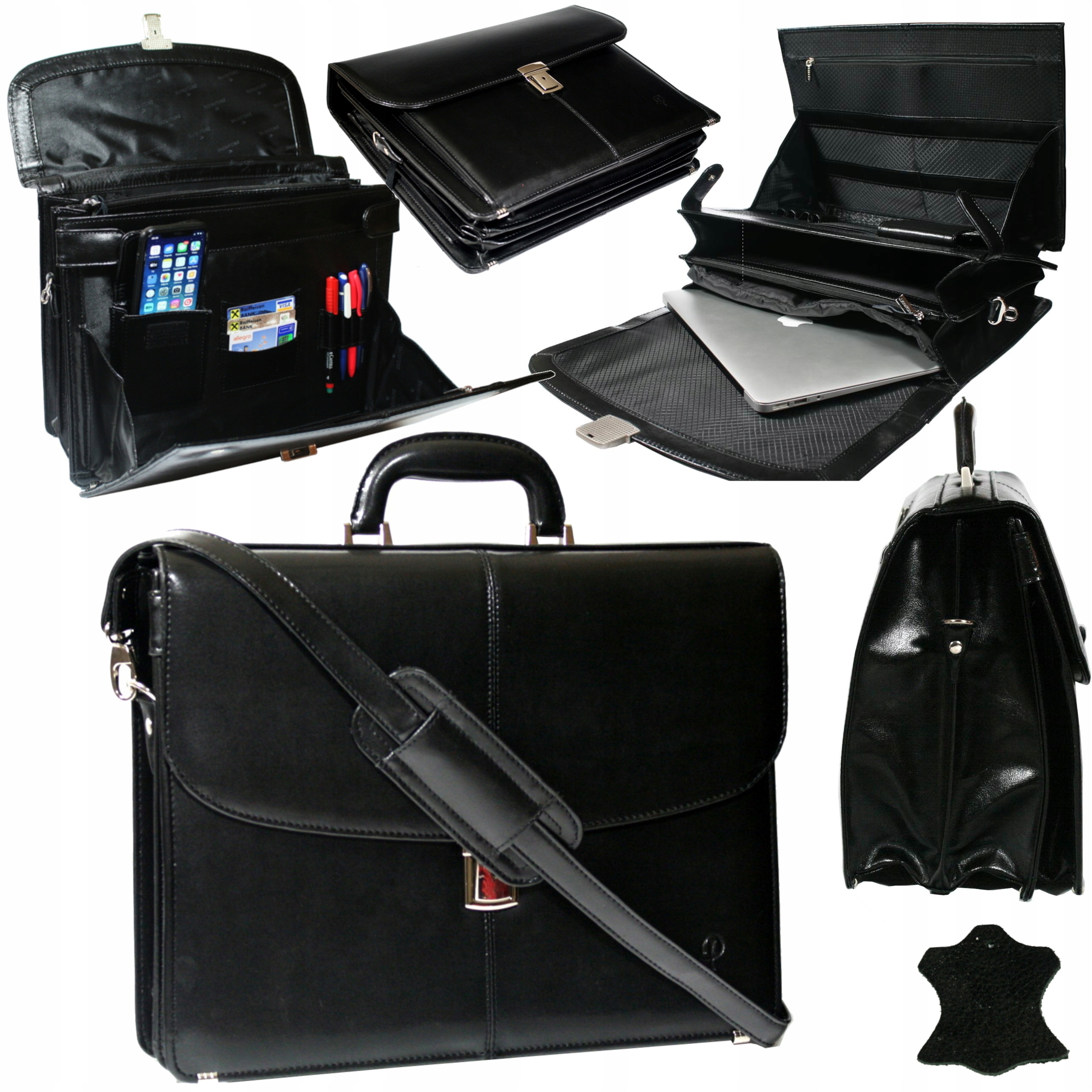 Kožená aktovka s přihrádkou na notebook 15 pro muže polská výroba A4 aktovka