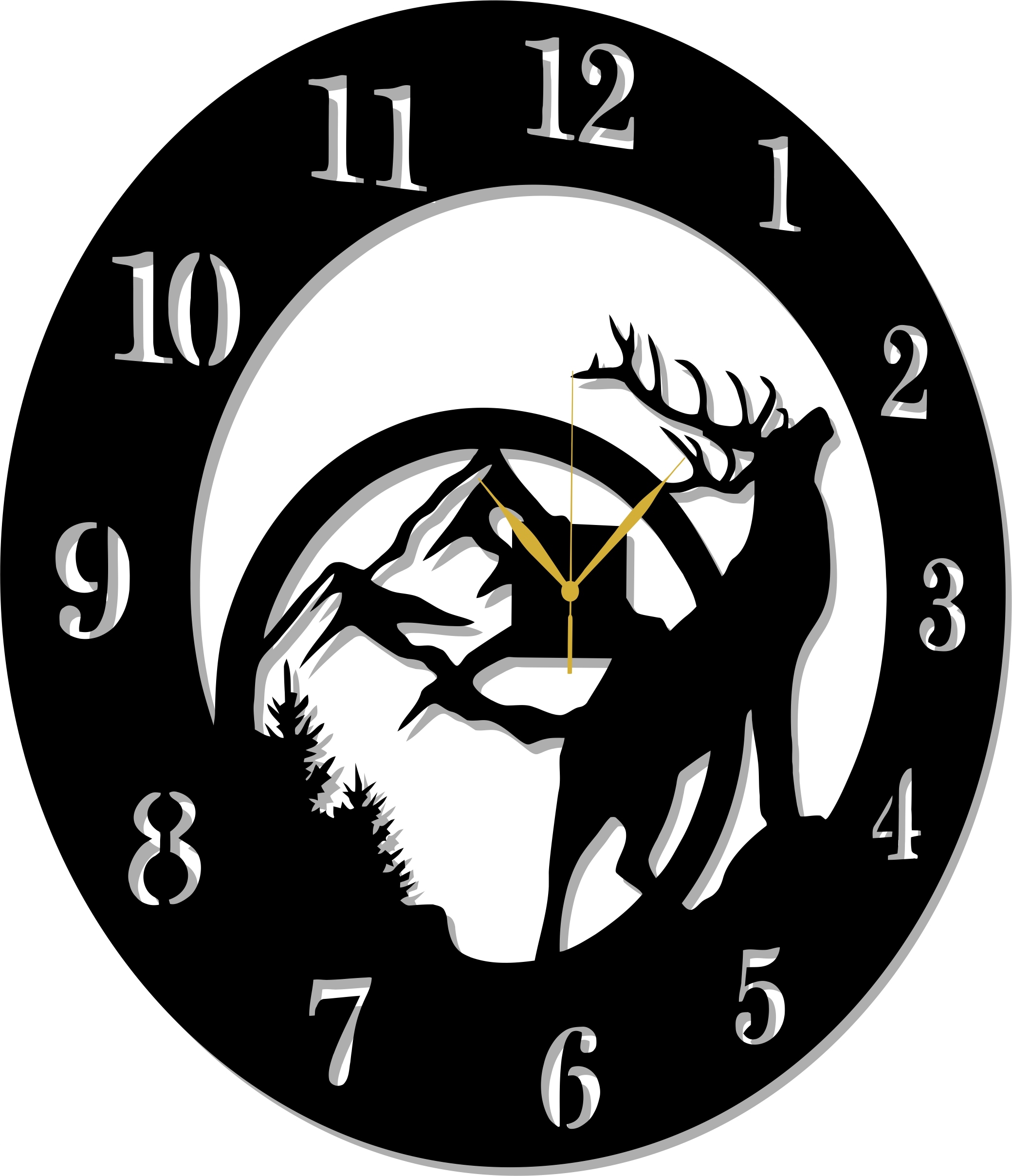 Hodiny Pro Lesního Lovce S Lesem lovecký motiv 50CM Dárek 3D