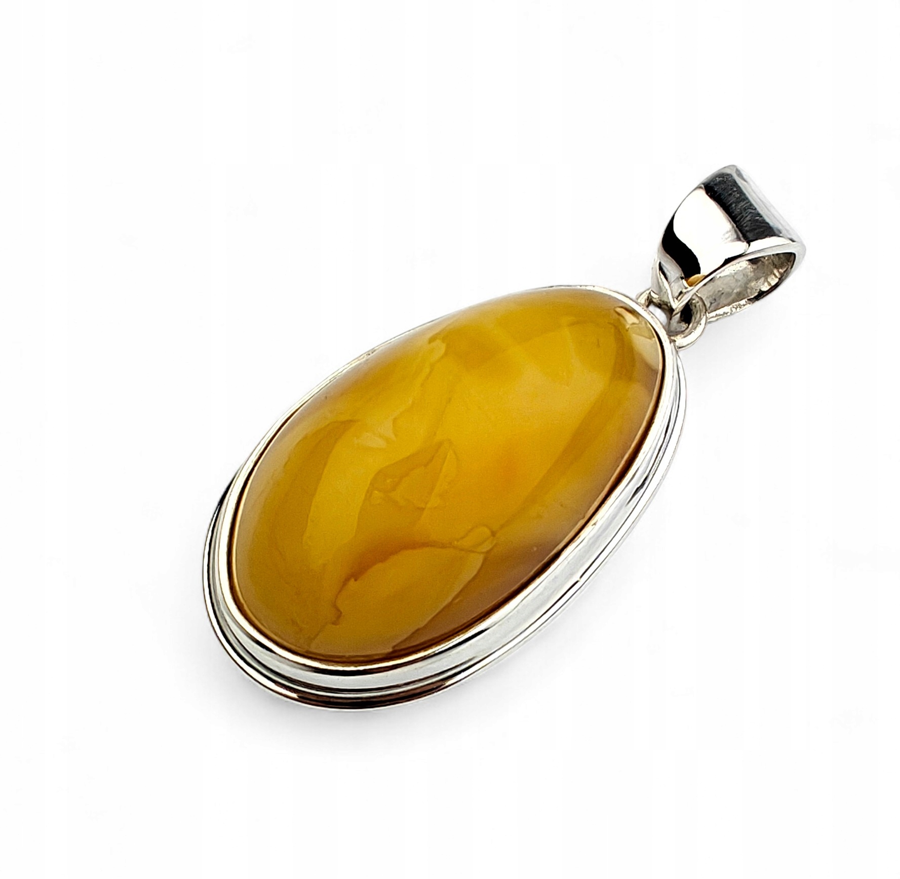 Oválný Přívěsek Na Přívěsek Baltský Jantar Stříbro Medově Žlutý