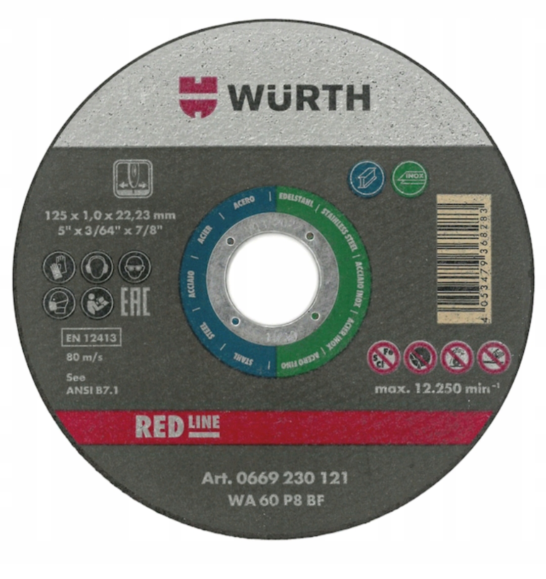 WURTH RED LINE TARCZA DO CIĘCIA STALI N. 125 x 1mm