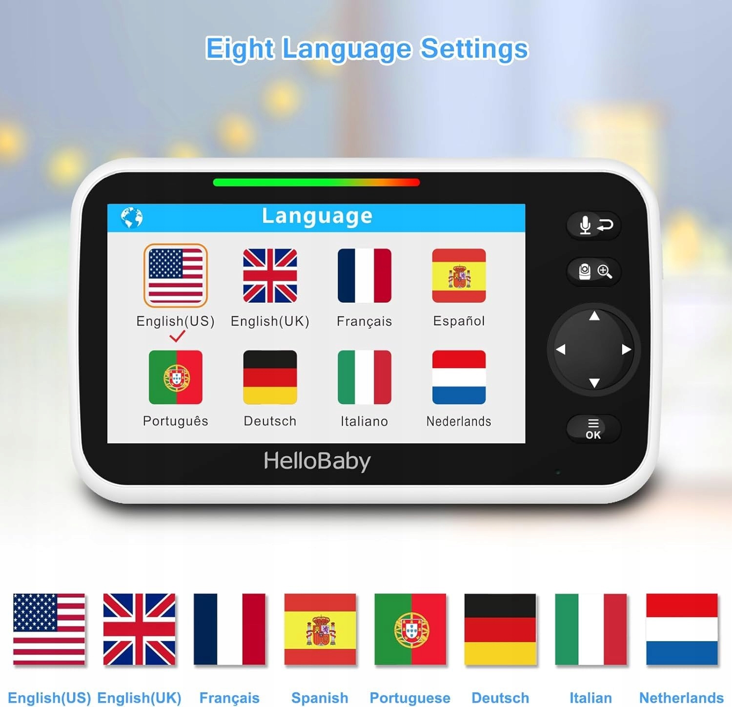 HELLOBABY Monitor Z Kamerą Audio 5 Calowy Ekran 3500mAh Bateria — miniatura 7