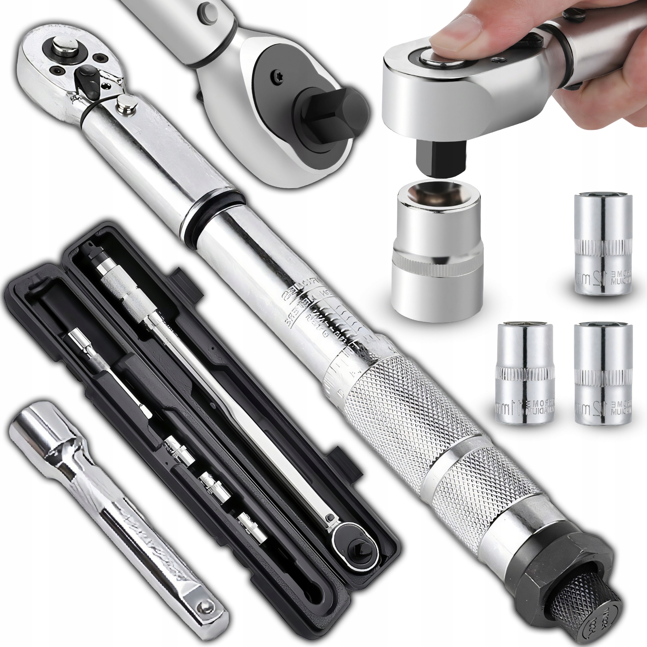 Klucz Dynamometryczny 1/2 28-210Nm 3 Nasadki 17,19,21 mm +- 4% Walizka