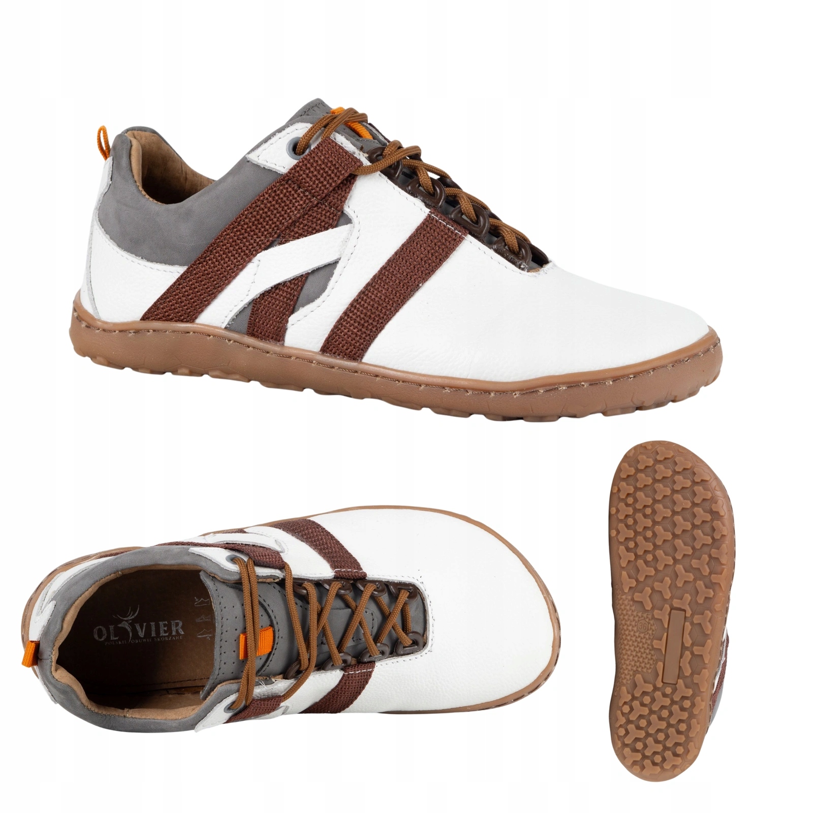 Pánské široké kožené barefootové boty H zero drop 153KZ bílé 36