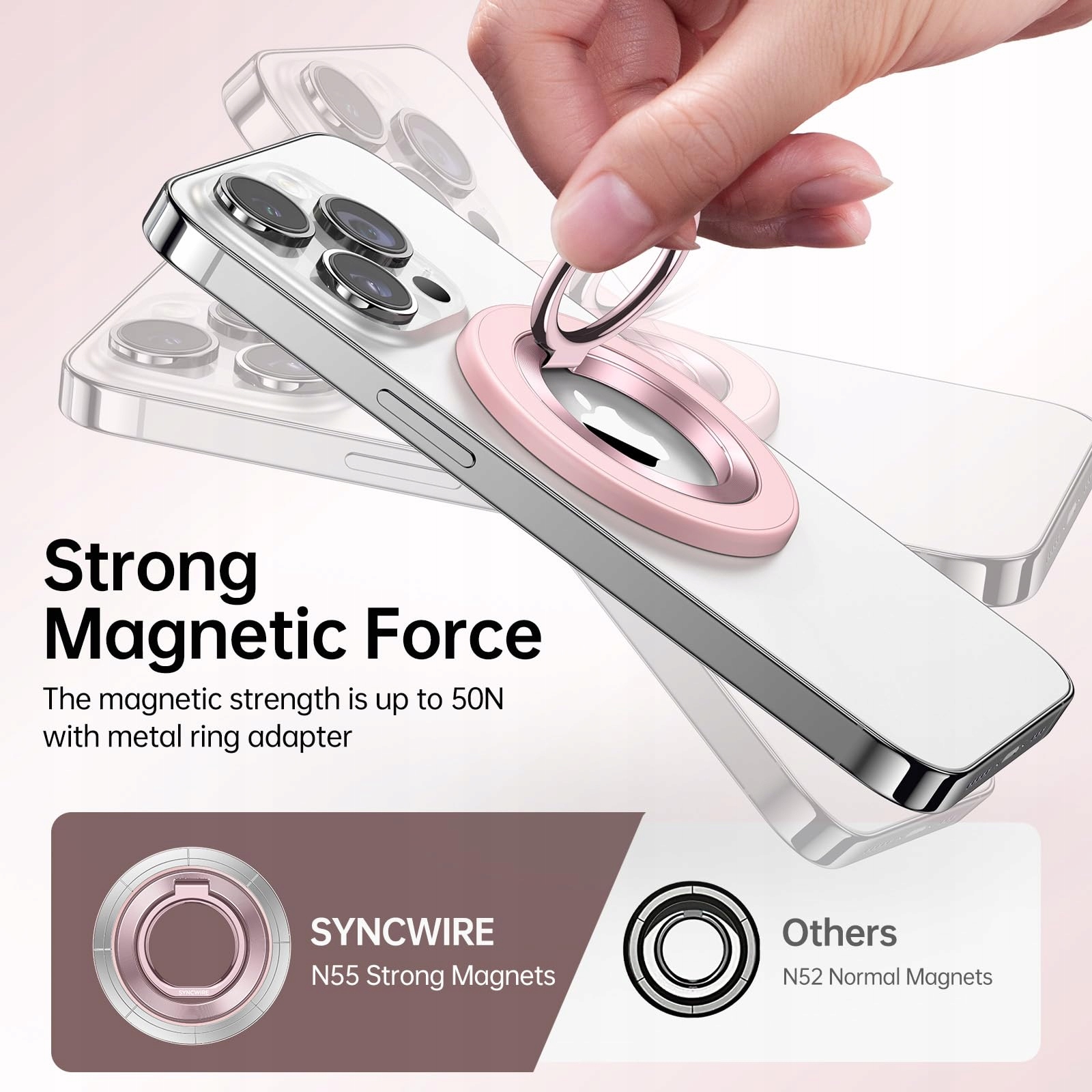 SYNCWIRE Magnetyczny uchwyt na telefon komórkowy do MagSafe Róż — miniatura 4