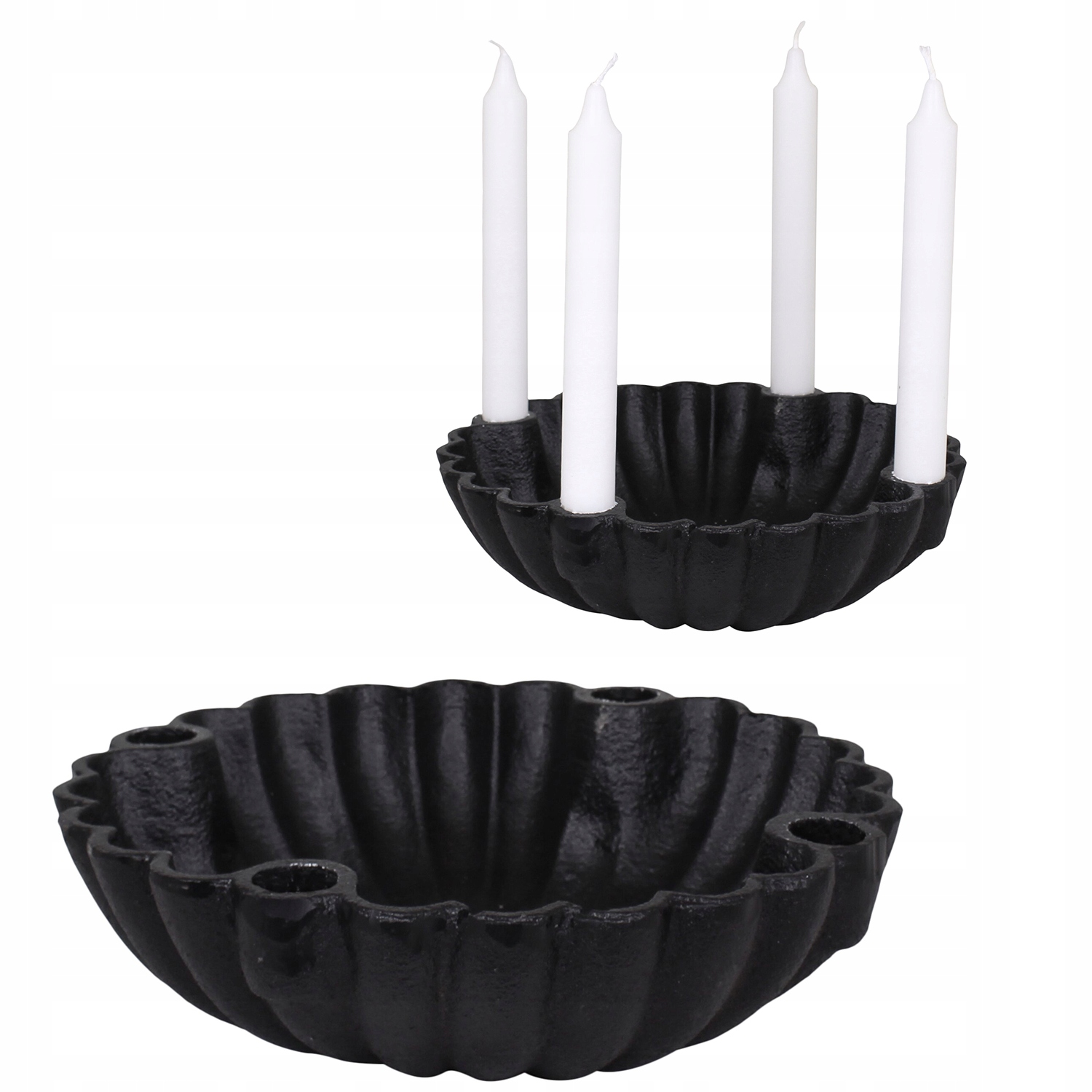 Svietnik Misa Liatinový Kandeláber Loft na 4 sviečky s nádobkou, čierny