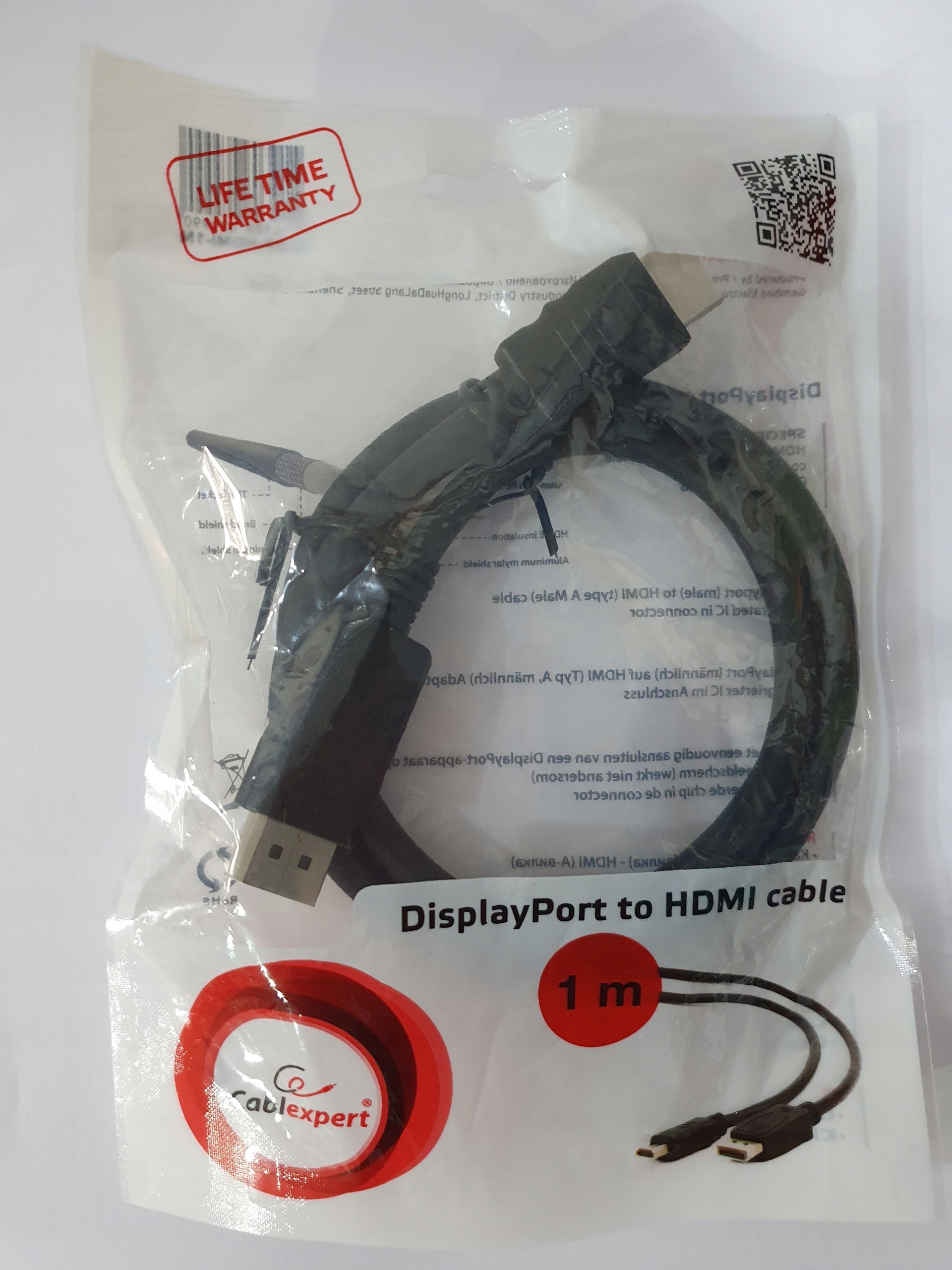 Kabel GEMBIRD DisplayPort DP - HDMI 1m Model CC-DP-HDMI-1M